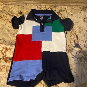 Ralph Lauren Navy and Green Polo Romper